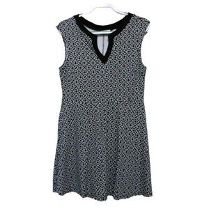 NEW YORK & CO black & white 100% cotton sleeveless dress women's size L